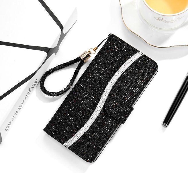 Actual product image MU Style Leather Glitter Cover with Stripes (Apple iPhone 7, Apple iPhone SE (3rd Gen), Apple iPhone 8, Apple iPhone SE (2nd Gen))