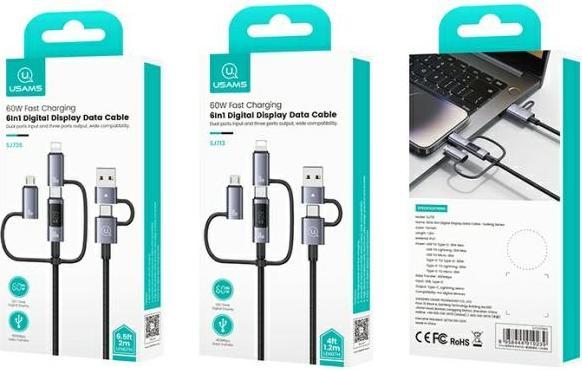 Actual product image Usams All in One Data Cable 60W (1.20 m, 60 W)
