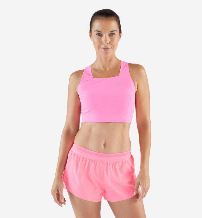 Kiprun Laufshirt Crop Top Damen leicht - Race Crop 900 Light Méline Rollin rosa