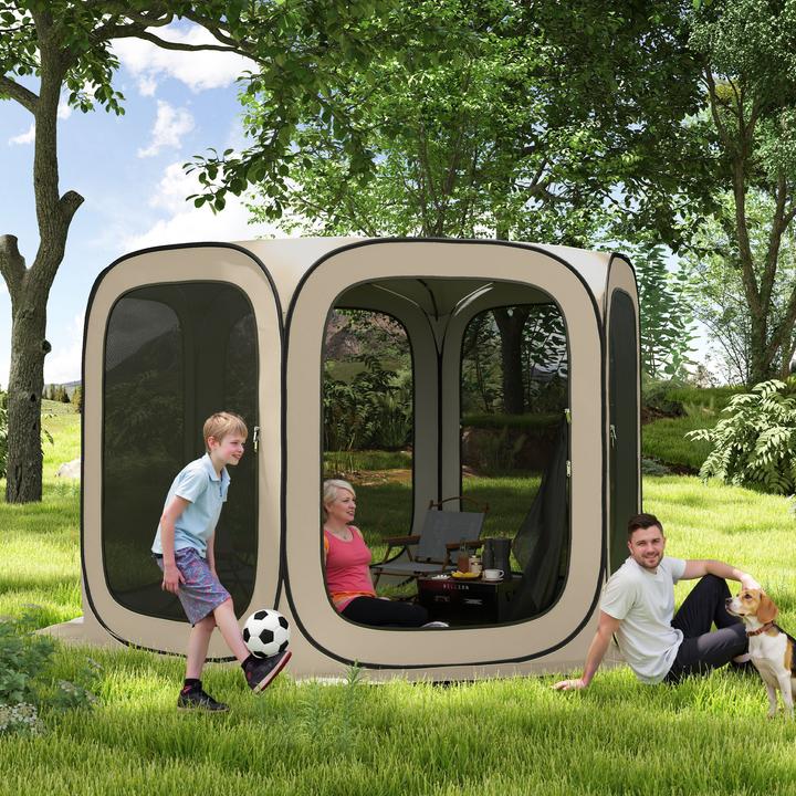 Produktbild Outsunny Campingzelt Oxfordstoff, Stahldraht Khaki (Wurfzelt, 6 Personen)