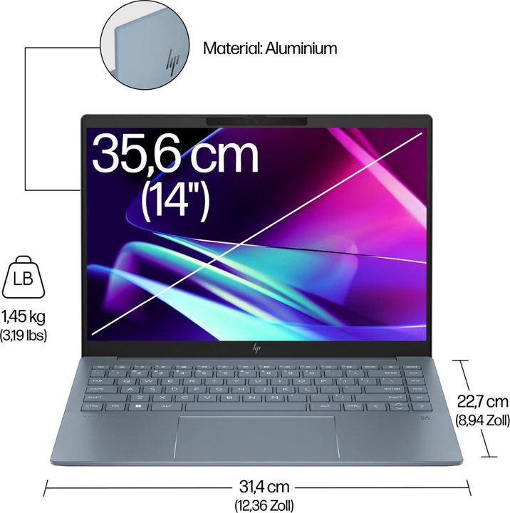 Produktbild HP Pavilion Plus 14-ew1173ng (14", Intel Core Ultra 7 155H, 32 GB, 512 GB, DE)