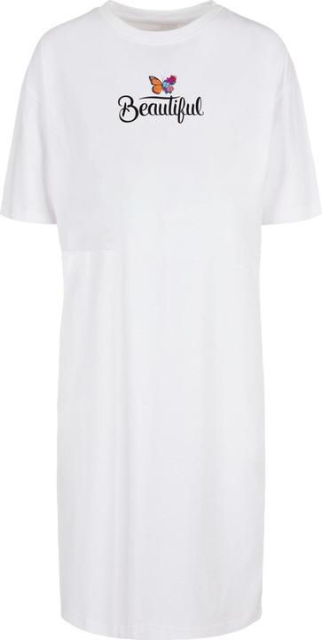 Actual product image Merchcode Ladies Frida Kahlo - Beautiful butterfly Organic Oversized Slit Tee Dress - 119487 (XS)
