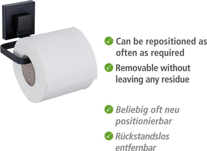 Actual product image Wenko Vacuum-Loc® Toilettenpapierhalter Mod. Quadro Schwarz Befestigen ohne Bohren