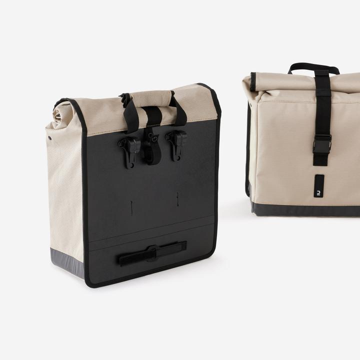 Produktbild Decathlon Doppel-Fahrradtasche 500 2 × 20 Liter beige (40 l, Gepäckträgertasche)