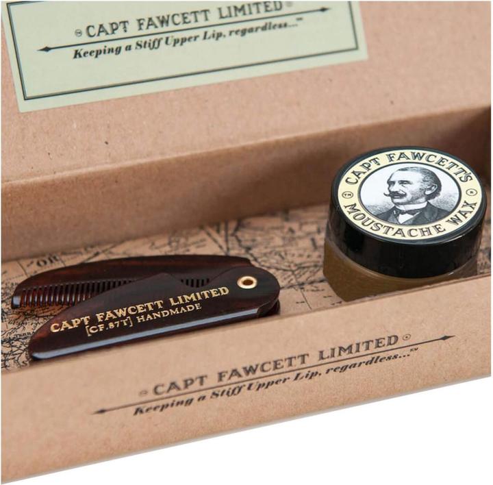 Captain Fawcett Capt. Fawcett Care - Sandalwood Moustache Wax & Folding Pocket Moustache Comb Kit
