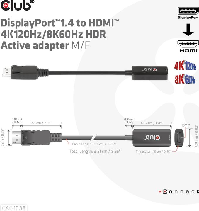 Productafbeelding Club 3D DisplayPort naar (HDMI, 4.90 cm)