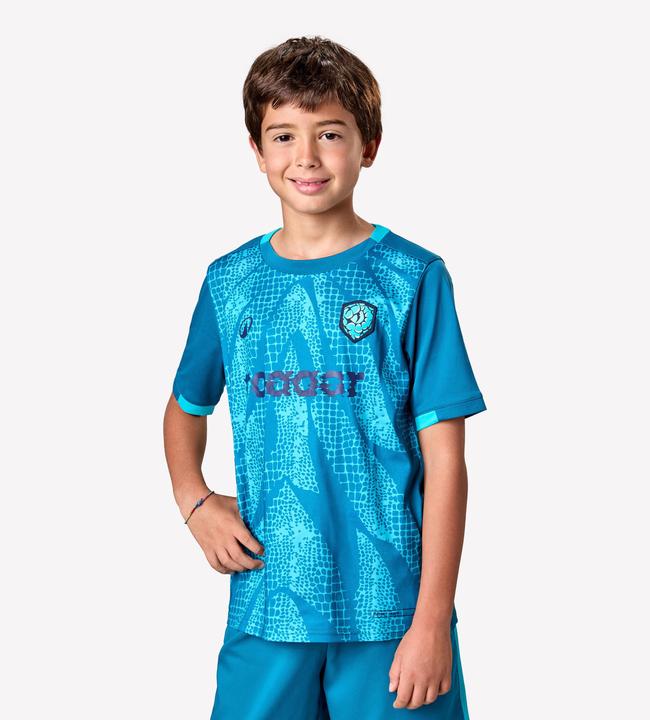 Kipsta Kinder Fussball Trikot - VIRALTO Kids Roarrr Snake Streifen grün/türkis (5, 6)