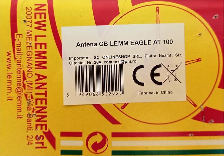 Produktbild Lemm EAGLE AT 1000 CB-Antenne, Länge 165 cm, Gewinn 3 dB, 26,5–27,5 MHz, 600 W, RG58-Kabel 4 m, herg