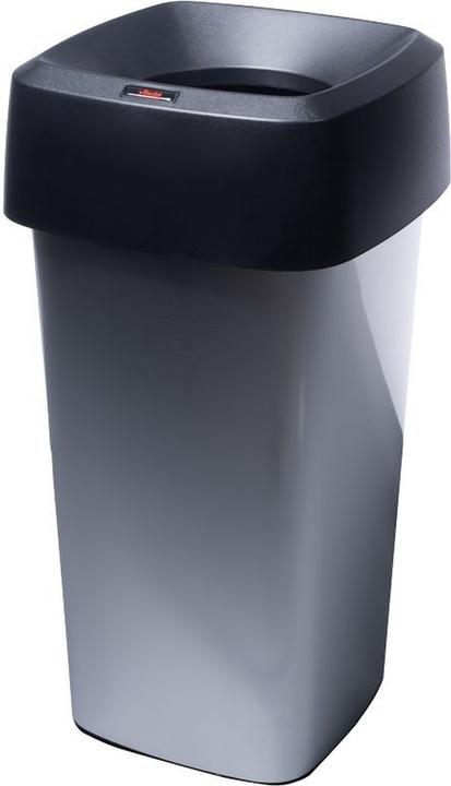 Produktbild Vileda Abfallbehälter Iris 60l mit Trichterdeckel metallic/schwarz (60 l)