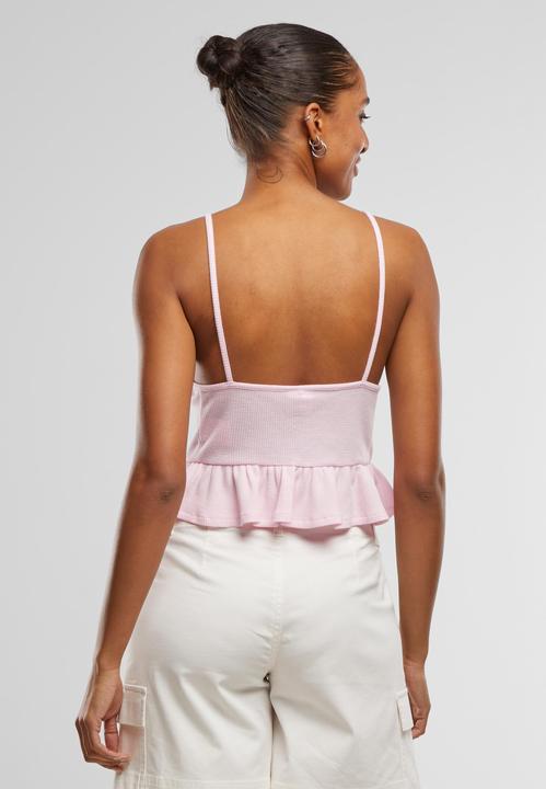 Produktbild Urban Classics Ladies Waffle Pique Ruffle Top - 137877 (M)
