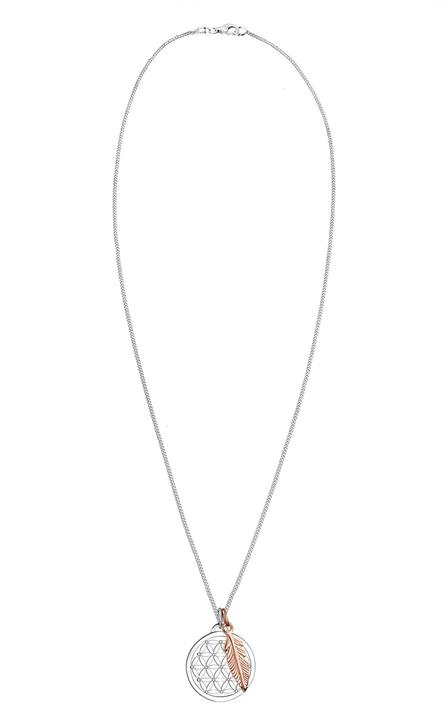 Produktbild Elli mit Lebensblume Feder Anhänger Bi-Color Silber (Sterling Silber, 45 cm)