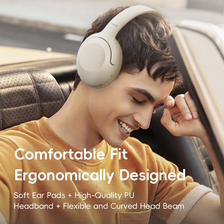 Image du produit Rock - O3 ANC Wireless Headphones RAU0773 - Bluetooth-Kopfhörer, Beige (15 h, Sans fil)