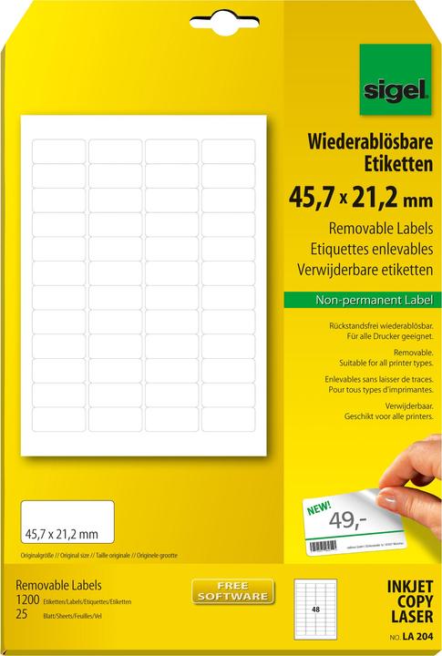 Produktbild Sigel Wiederablösbare Etiketten