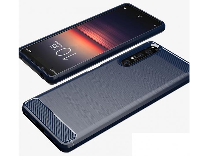 Produktbild Screenguard Sony Xperia 1 II Hülle Carbon Brushed Soft TPU (Sony Xperia 1 II)