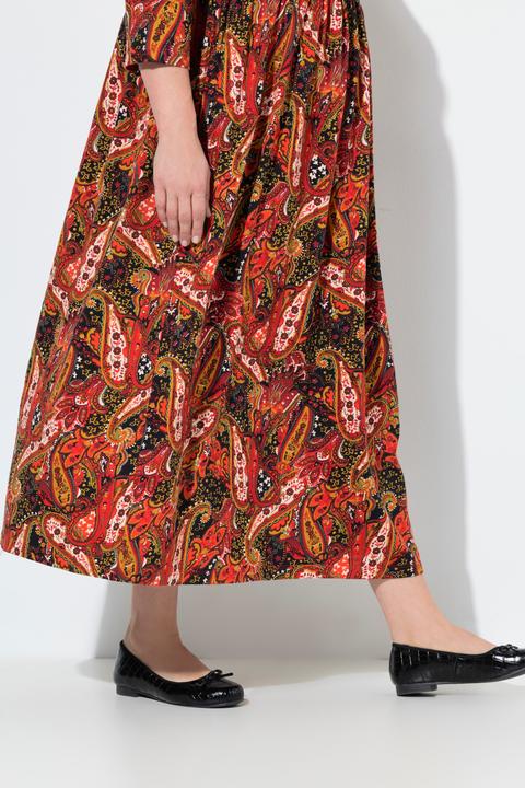Produktbild Ulla Popken Jersey-Maxikleid, Paisley, A-Linie, V-Ausschnitt, 3/4-Arm (42, 44)