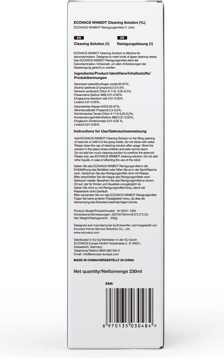 Immagine prodotto Ecovacs Soluzione detergente WINBOT 230 ml