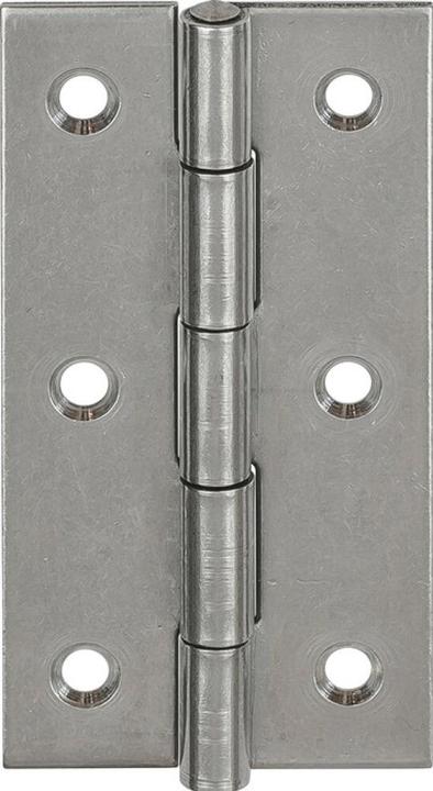 Actual product image Vormann Hinge Height 40 mm Width 26 mm Thickness 0.9 mm Stainless steel rolled, narrow