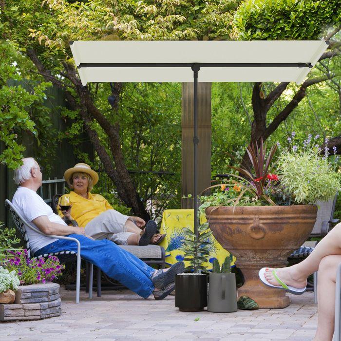 Produktbild Swisshandel24 Sonnenschirm 180 Grad drehbar Höhenverstellbar Alu 150x205cm Beige (2.05 m)