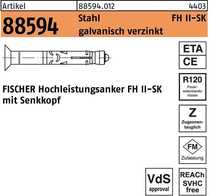 Productafbeelding Fischer Hoogwaardig anker R 88594 FH II 18/ 50 SK Verzinkt staal (20 Pcs.)