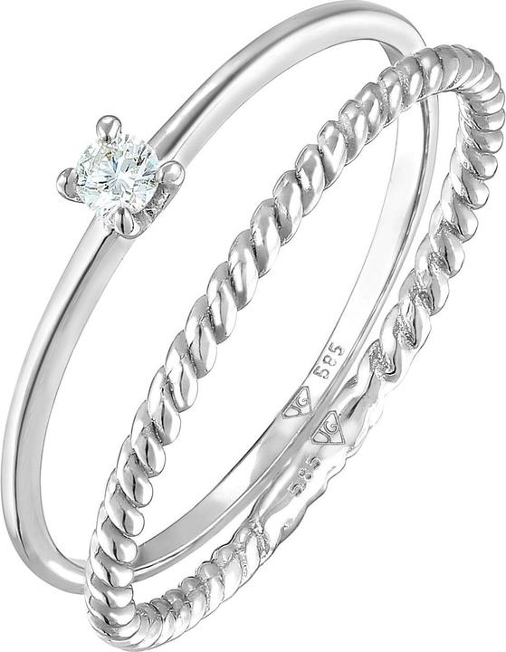 Image du produit Elli DIAMONDS Bague diamant (0.06 ct) solitaire ruban 585 or blanc (58, Or 585/14 K)