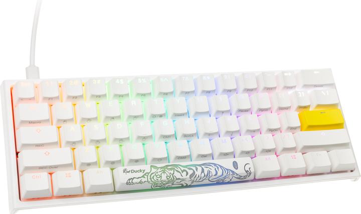 Produktbild Ducky One 2 Pro Mini White Edition Gaming Tastatur, RGB LED - Cherry Silent Red (US) (US, Kabelgebunden)