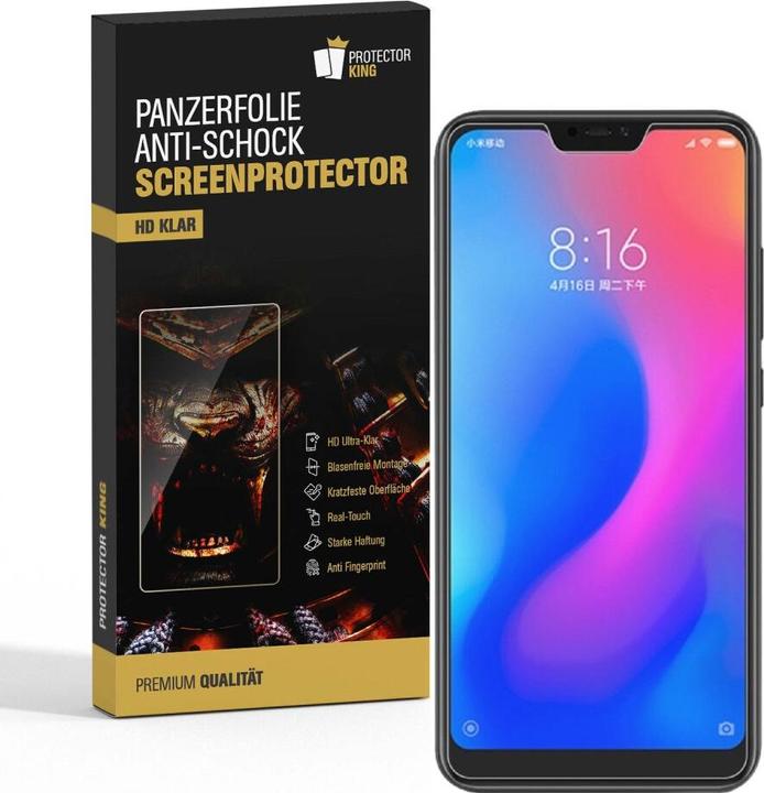 Actual product image Protectorking 2x Panzerfolie Anti-Shock HD Klar (2 Piece, Xiaomi Redmi Note 6 Pro)