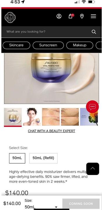 Actual product image Shiseido Vital Perfection (50 ml, 24h cream)