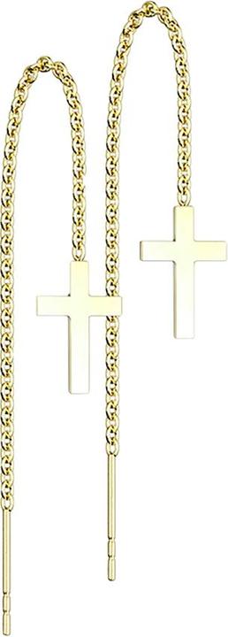 Image du produit Star Piercing Boucles d'oreilles plaqué or chaîne tombant librement avec croix (sans laiton, Acier chirurgical 316L)