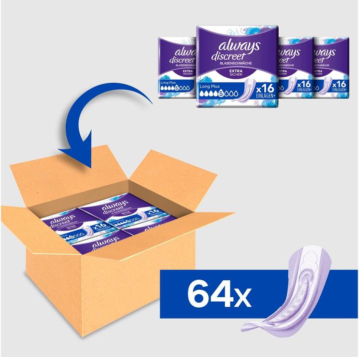 Productafbeelding Always Discreet Incontinentie Pads Plus Lang 64 stuks. (64 x, Meer)
