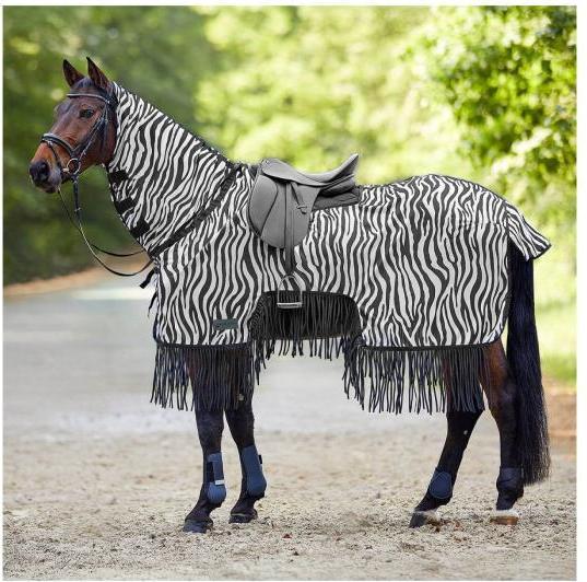 Produktbild Waldhausen Fliegenausreitdecke Zebra mit Fransen Pferde 115 cm (115 cm)