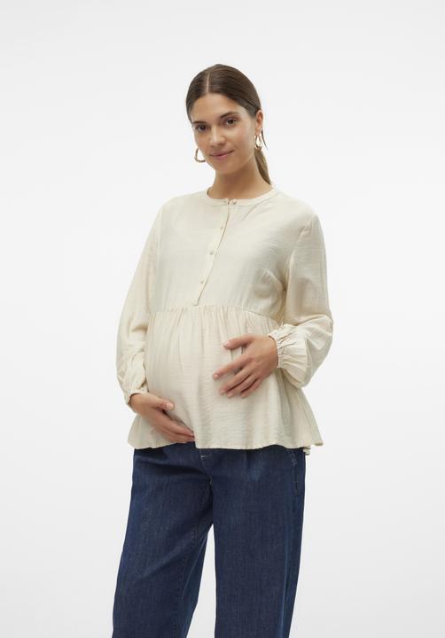 Actual product image Mamalicious Regular fit Mandarin collar Elasticated cuffs Balloon sleeves Top Blouse (L)