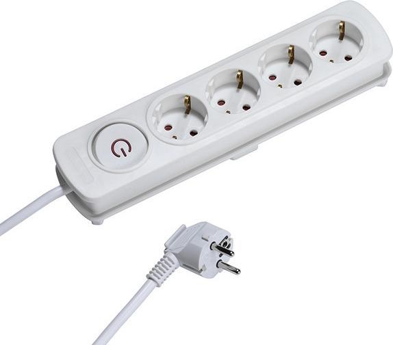 Image du produit Vivanco Bloc multiprise 4x blanc 37645 EKLS 4W25 Interrupteur marche/arrêt extra large