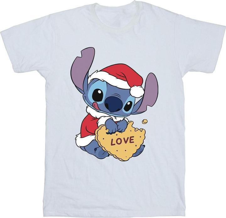 Disney Lilo And Stitch Christmas Love Biscuit TShirt (XL)