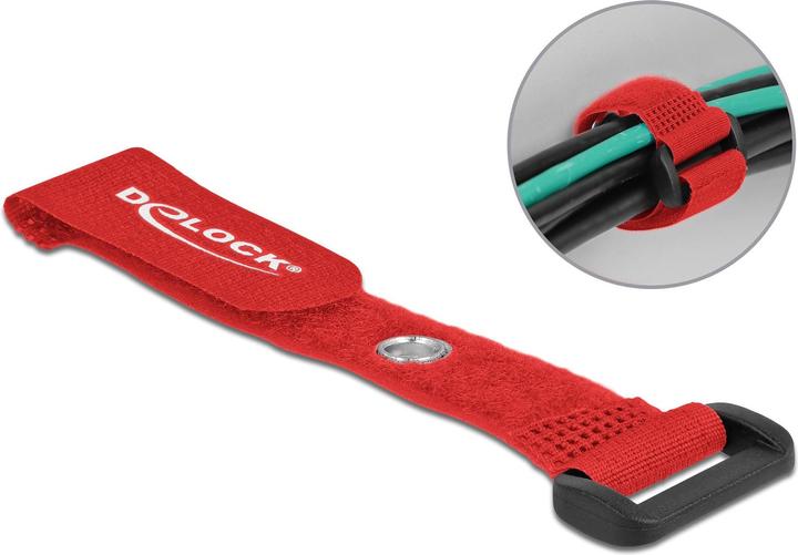 Produktbild Delock Klett-Kabelbinder mit Schlaufe und Befestigungsöse L 150 x B 20 mm rot 5 Stück (Klettkabelbinder, 150 mm, 5 Stk.)