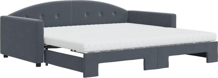Produktbild VidaXL Tagesbett Ausziehbar Matratzen Schlafsofa Bett Dunkelgrau 100x200 cm Samt (100 x 200 cm)