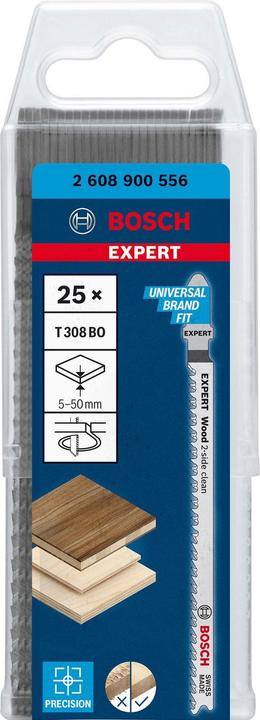 Image du produit Bosch Professional Zubehör Lame de scie sauteuse EXPERT 'Wood 2-side clean' T 308 BO, 5 pièces