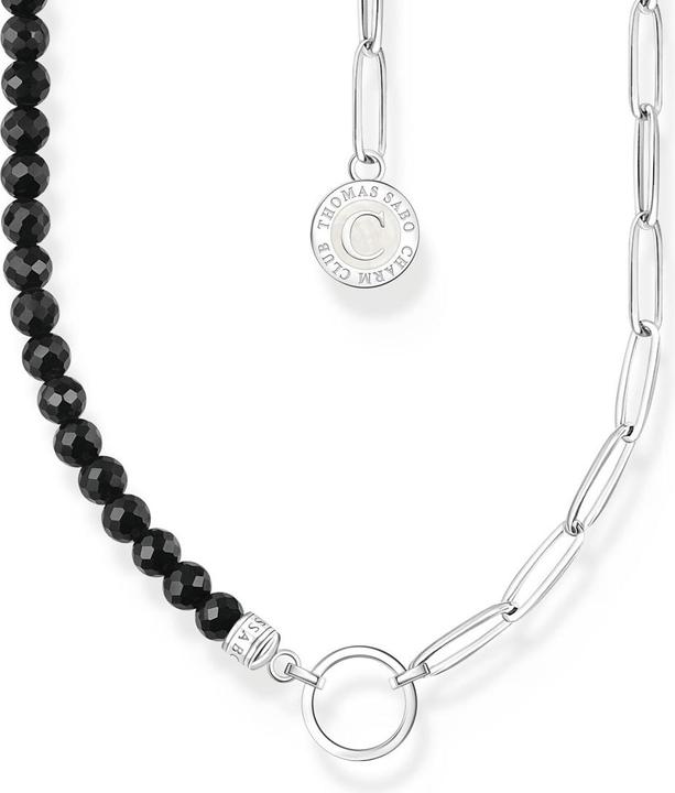 Thomas Sabo Member Charm Halskette mit Obsidian Beads und Charmista Coin Silber (Emaille, Silber 925)