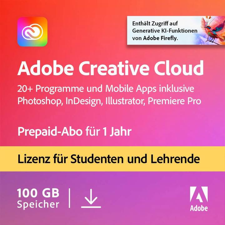 Produktbild Adobe Creative Cloud Individual Education (1 User, 1 Geräte/User, 12 Monate)