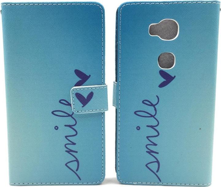 Produktbild König Design Schutz Hülle für Huawei Honor 5X Smile Blau Tasche Case Cover + 1 Panzer Schutz Glas Neu (Honor 5X)