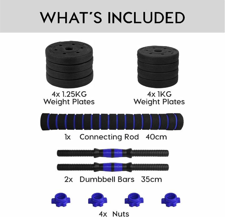 Produktbild Wuuhoo 2in1 Fitness Hantelset Jimmy - Kurzhantel & Langhantel 10kg (1 x 10 kg)
