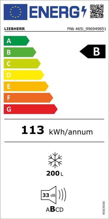 Energie-Label Liebherr FNb465i-22 (Freistehend, 199 l)