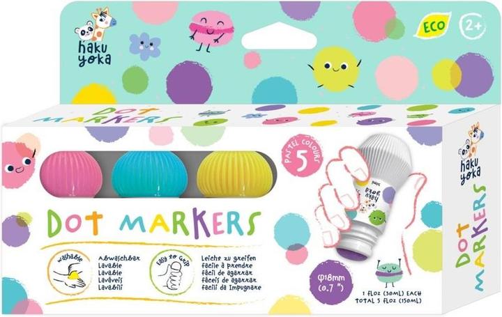 Produktbild Haku Yoka Dot Markers - 5 x Pastel Colours (59CP233116) (5 x Pastel Colours, 18 mm, 5 x)