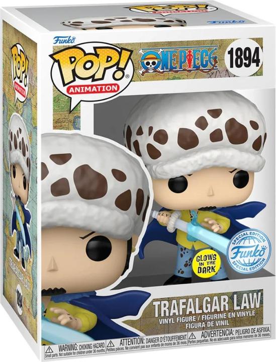 Actual product image Funko Pop! One Piece Trafalgar Law Glow-in-The-Dark Vinyl Figure, Hot Topic Exclusive, 4.4 inches