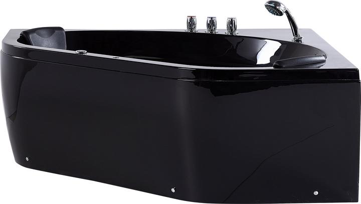 Produktbild Beliani Whirlpool Badewanne schwarz Eckmodell mit LED 140 x 140 cm MEVES (270 l, 140 cm, 140 cm)