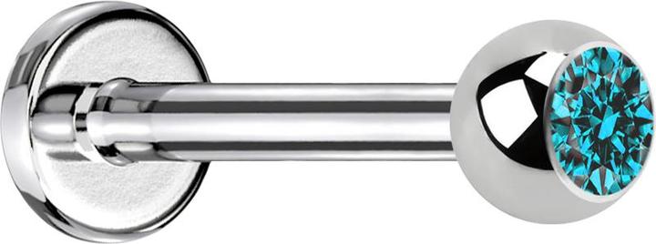 Star Piercing Labret silber mit Kugel Kristall aqua (Chirurgenstahl 316L, ohne Messing)
