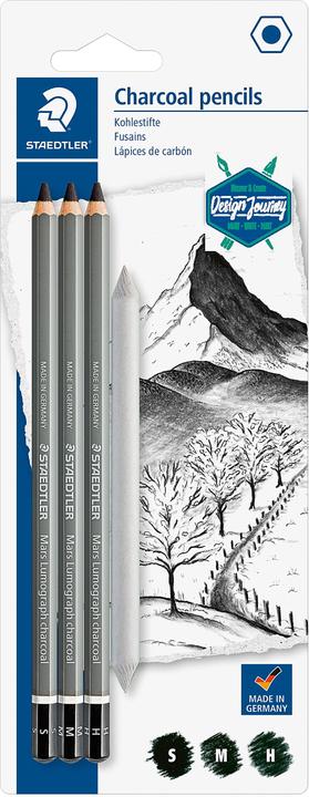 Actual product image Staedtler Charcoal pencils 'Mars Lumograph charcoal Design Journey (4.50 mm, M, H, 4 x)