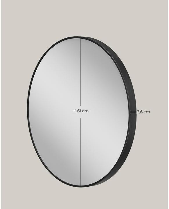 Produktbild Songmics Spiegel Ø 61 cm, Schwarz (61 x 61 x 3.6 cm)