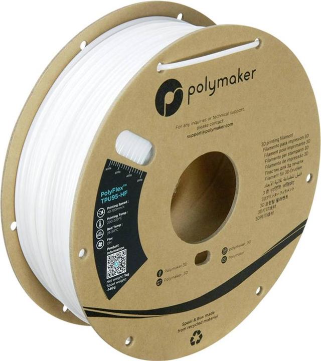 Image du produit Polymaker PolyFlex TPU95-HF V2 - Blanc - 2.85mm (TPU, 2.85 mm, 1000 g, Blanc)