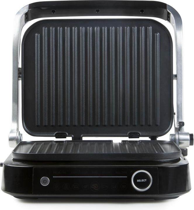 Actual product image Domo Genius Electric Contact Grill Non-stick Coating, with Display Stainless Steel, Black (EU plug)
