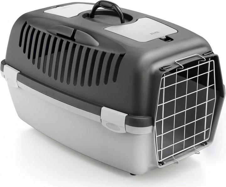 Immagine prodotto Kerbl GULLIVER 2 DELUX cassetta di trasporto con vasca, griglia metallica con serratura nero/grigio (Gatto, Roditori, Cane, Può essere aperto completamente, Lavabile in lavatrice)